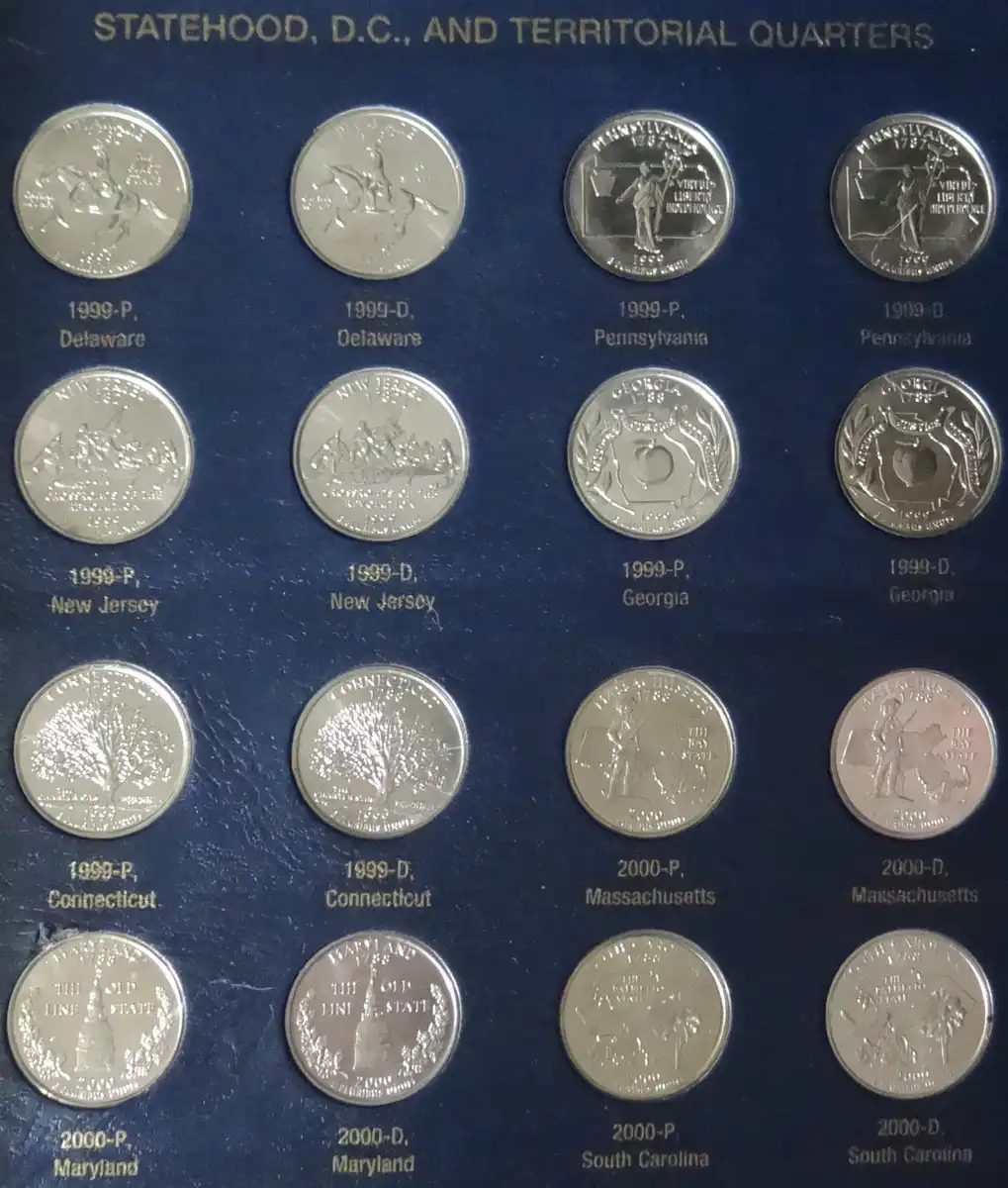 Completed:--1999-2009-P-&-D-US-Statehood-Quarters-Album